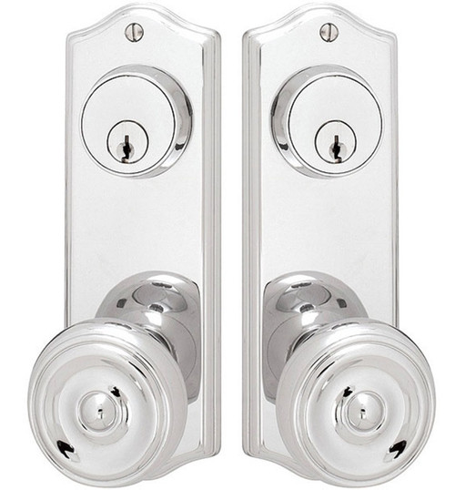 Emtek 8160US3NL Unlacquered Brass Colonial Style 3-5/8" C-to-C Passage/Double Keyed Sideplate Lockset