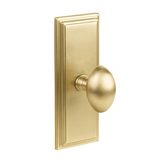 Emtek 8035US4 Satin Brass Wilshire Style Non-Keyed Dummy, Pair Sideplate Lockset