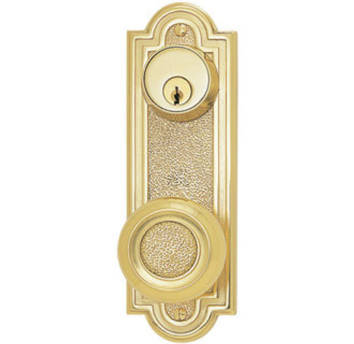 Emtek 8070US3NL Unlacquered Brass Belmont Style 3-5/8" C-to-C Passage/Single Keyed Sideplate Lockset