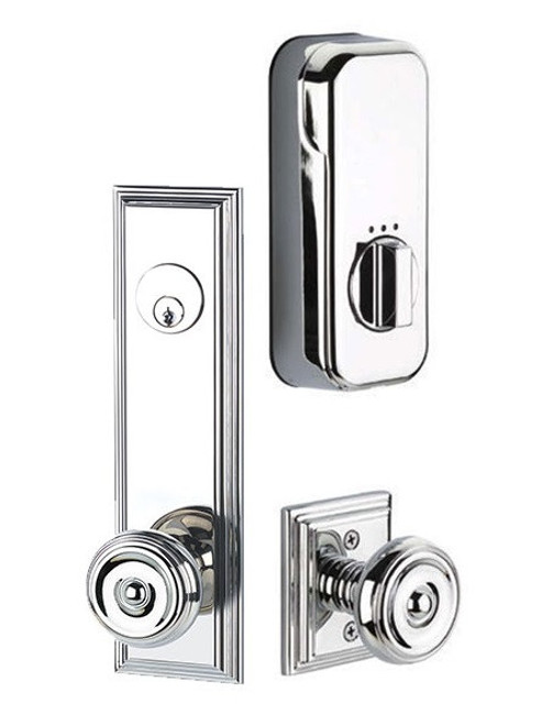 Emtek EMP8821US14 Polished Nickel Wilshire Style 5-1/2" C-to-C Passage/Single Keyed Empowered Sideplate Lockset