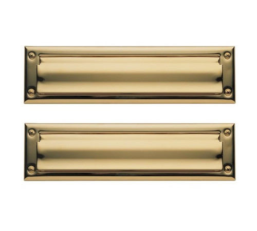 Baldwin 0014.003 Lifetime Polished Brass 13” x 3.625” Letter Box Plate with Interior Plate