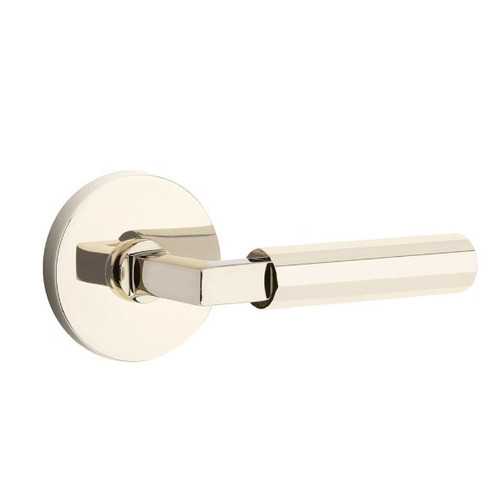 Emtek XXXX-LSFA-US14-PASS Polished Nickel L-Square Faceted Passage Lever with Your Choice of Rosette