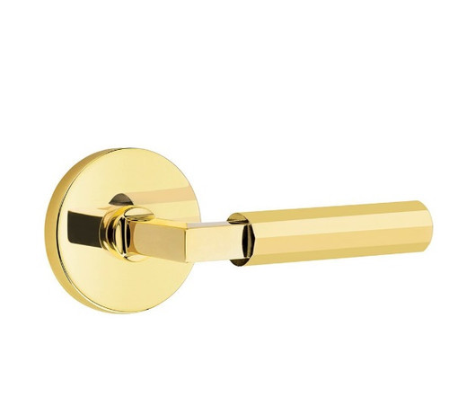 Emtek XXXX-LSFA-US3NL-PHD Unlacquered Brass L-Square Faceted Pair Half Dummy Levers with Your Choice of Rosette