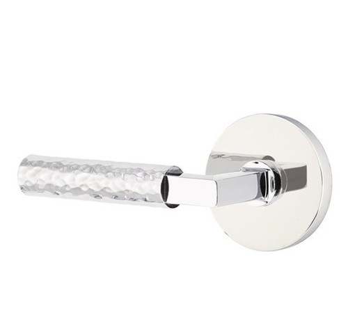 Emtek XXXX-LSHA-US26-PRIV Polished Chrome L-Square Hammered Privacy Lever with Your Choice of Rosette