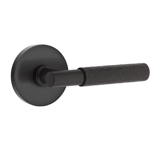 Emtek XXXX-TAHA-US19-PASS Flat Black T-Bar Hammered Passage Lever with Your Choice of Rosette