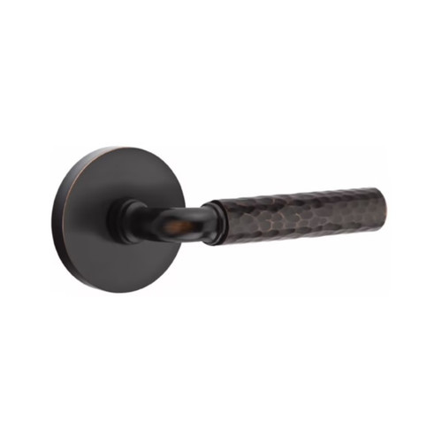 Emtek XXXX-RAHA-US10B-PASS Oil Rubbed Bronze R-Bar Hammered Passage Lever with Your Choice of Rosette