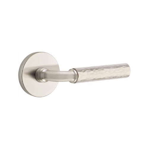 Emtek XXXX-RAHA-US15-PRIV Satin Nickel R-Bar Hammered Privacy Lever with Your Choice of Rosette