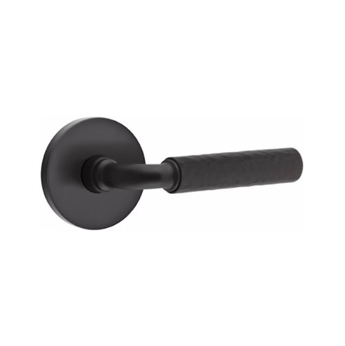 Emtek XXXX-RAHA-US19-PRIV Flat Black R-Bar Hammered Privacy Lever with Your Choice of Rosette