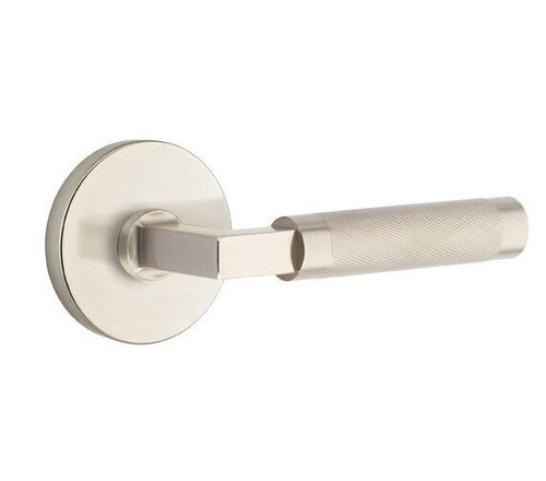 Emtek XXXX-LSKN-US15-PASS Satin Nickel L-Square Knurled Passage Lever with Your Choice of Rosette