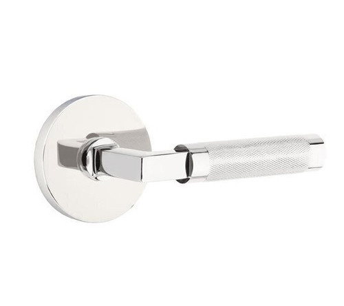 Emtek XXXX-LSKN-US26-PASS Polished Chrome L-Square Knurled Passage Lever with Your Choice of Rosette