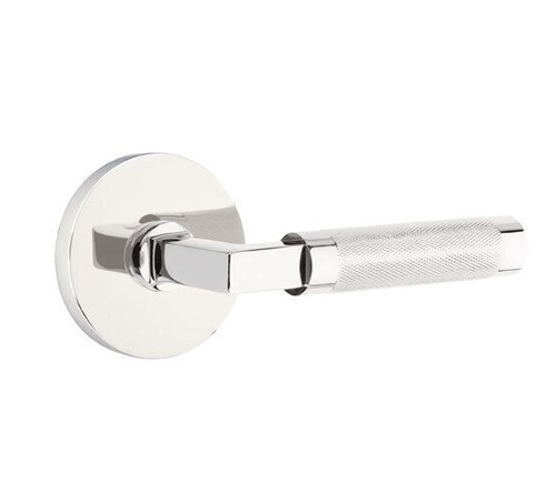 Emtek XXXX-LSKN-US26-PHD Polished Chrome L-Square Knurled Pair Half Dummy Lever with Your Choice of Rosette