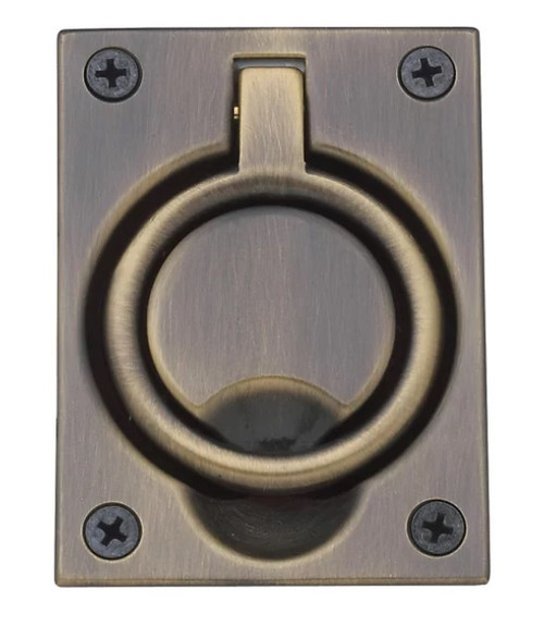 Baldwin 0395.050 Satin Brass & Black Flush Ring Pull