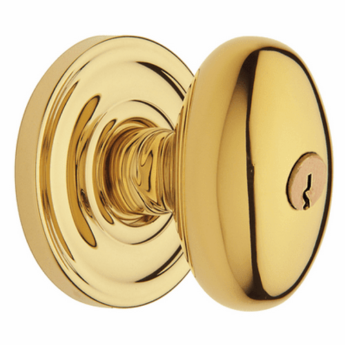 Baldwin 5225003FD Lifetime Polished Brass Exterior Full Dummy Egg Knob with 5048 Rose