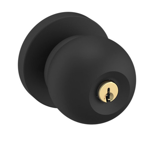 Baldwin 5215190ENTR Satin Black Keyed Entry Contemporary Knob with 5046 Rose