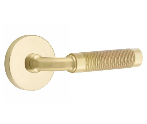 Emtek XXXX-RAKN-US4-PRIV Satin Brass R-Bar Knurled Privacy Lever with Your Choice of Rosette