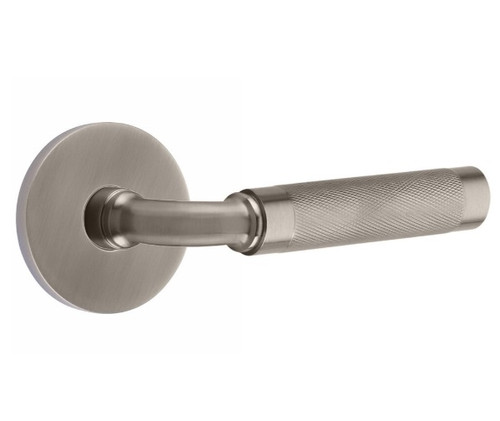 Emtek XXXX-RAKN-US15A-PRIV Pewter R-Bar Knurled Privacy Lever with Your Choice of Rosette