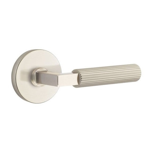 Emtek XXXX-LSSK-US15-PHD Satin Nickel L-Square Straight Knurled Pair Half Dummy Lever with Your Choice of Rosette