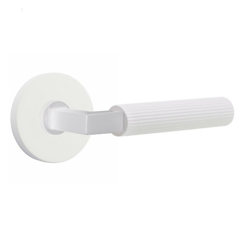 Emtek XXXX-LSSK-MW-PHD Matte White L-Square Straight Knurled Pair Half Dummy Lever with Your Choice of Rosette