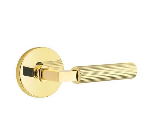Emtek XXXX-LSSK-US3NL-PHD Unlacquered Brass L-Square Straight Knurled Pair Half Dummy Lever with Your Choice of Rosette