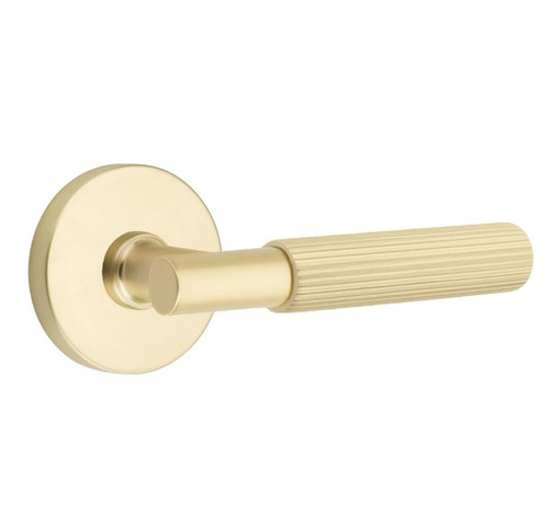 Emtek XXXX-TASK-US4-PASS Satin Brass T-Bar Straight Knurled Passage Lever with Your Choice of Rosette