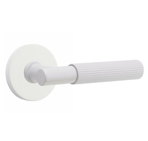 Emtek XXXX-TASK-MW-PRIV Matte White T-Bar Straight Knurled Privacy Lever with Your Choice of Rosette