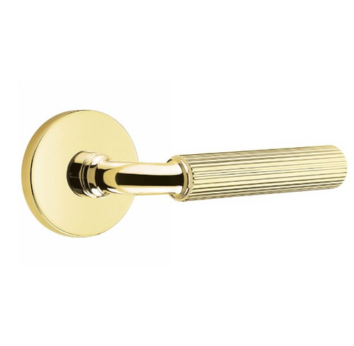 Emtek XXXX-RASK-US3NL-PASS Unlacquered Brass T-Bar Straight Knurled Passage Lever with Your Choice of Rosette