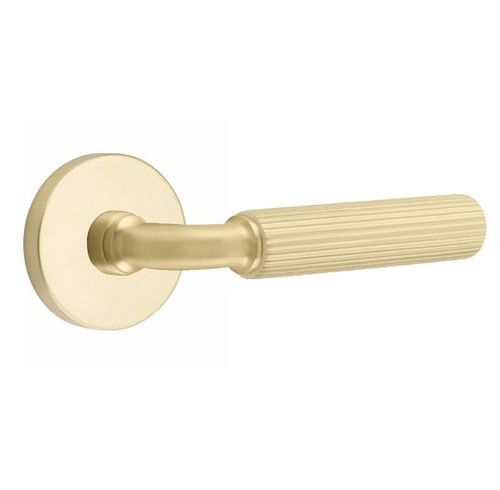 Emtek XXXX-RASK-US4-PRIV Satin Brass R-Bar Straight Knurled Privacy Lever with Your Choice of Rosette