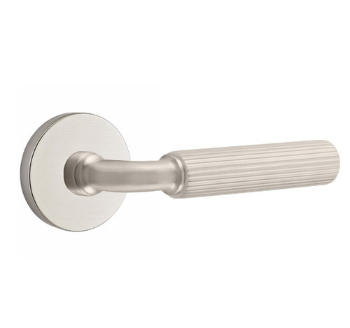 Emtek XXXX-RASK-US15-PRIV Satin Nickel R-Bar Straight Knurled Privacy Lever with Your Choice of Rosette