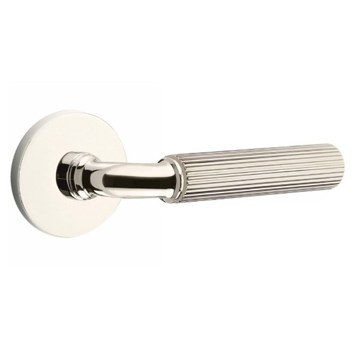 Emtek XXXX-RASK-US14-PHD Polished Nickel R-Bar Straight Knurled Pair Half Dummy Lever with Your Choice of Rosette