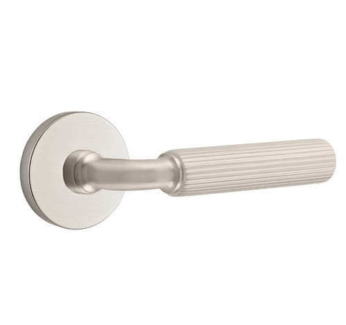 Emtek XXXX-RASK-US15-PHD Satin Nickel R-Bar Straight Knurled Pair Half Dummy Lever with Your Choice of Rosette