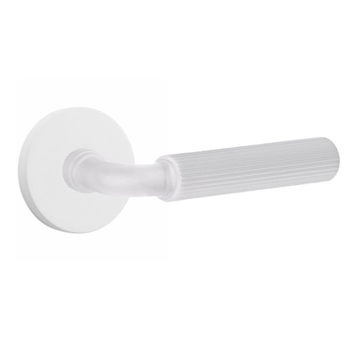 Emtek XXXX-RASK-MW-PHD Matte White R-Bar Straight Knurled Pair Half Dummy Lever with Your Choice of Rosette