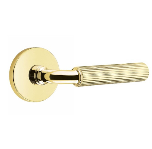 Emtek XXXX-RASK-US3NL-PHD Unlacquered Brass R-Bar Straight Knurled Pair Half Dummy Lever with Your Choice of Rosette