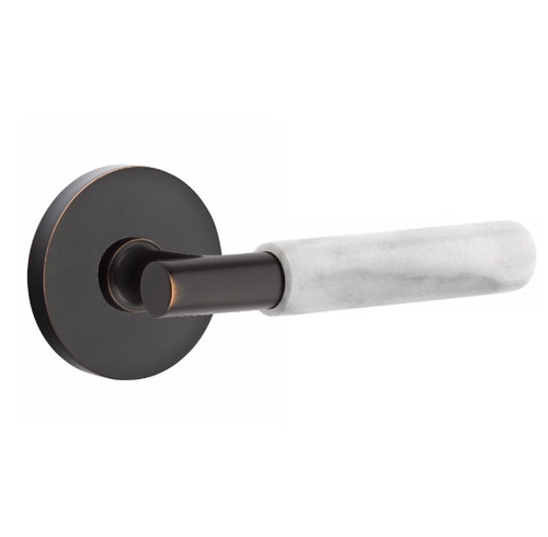 Emtek XXXX-TAMRWH-US10B-PHD Oil Rubbed Bronze T-Bar White Marble Pair Half Dummy Lever with Your Choice of Rosette