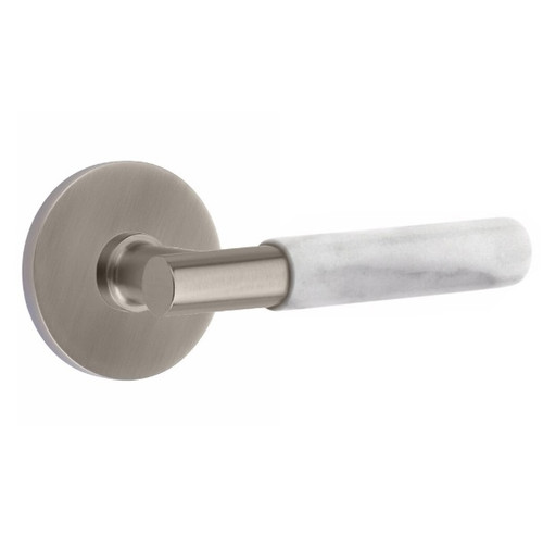 Emtek XXXX-TAMRWH-US15A-PHD Pewter T-Bar White Marble Pair Half Dummy Lever with Your Choice of Rosette