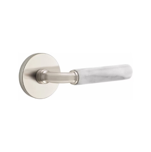 Emtek XXXX-RAMRWH-US15A-PRIV Pewter R-Bar White Marble Privacy Lever with Your Choice of Rosette