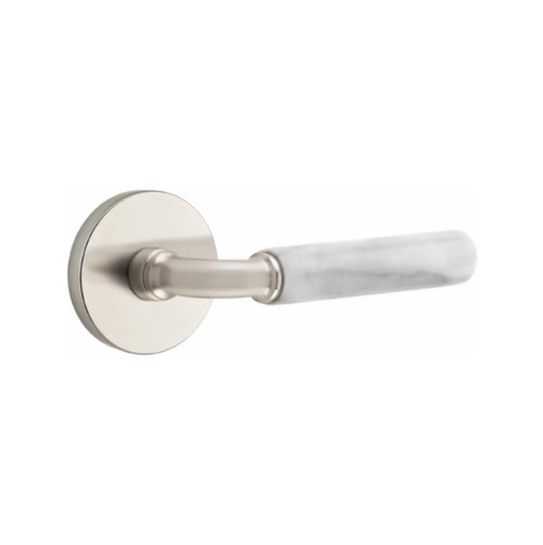 Emtek XXXX-RAMRWH-US15A-PHD Pewter R-Bar White Marble Pair Half Dummy Lever with Your Choice of Rosette