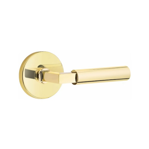 Emtek XXXX-LSSM-US3NL-PRIV Unlacquered Brass L-Square Smooth Privacy Lever with Your Choice of Rosette