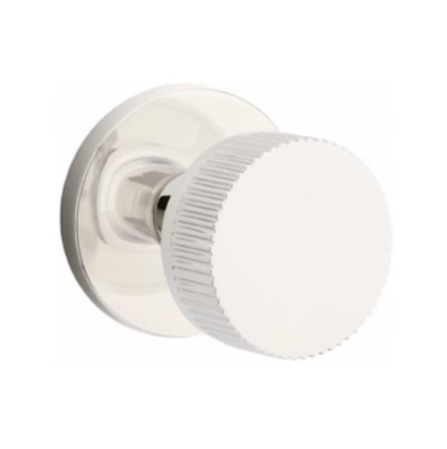 Emtek XXXX-CCSKK-US14-PASS Polished Nickel Straight Knurled Passage Knob with Conical Stem and Your Choice of Rosette