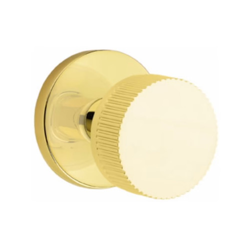 Emtek XXXX-CCSKK-US3NL-PHD Unlacquered Brass Straight Knurled Pair Half Dummy Knobs with Conical Stem and Your Choice of Rosette
