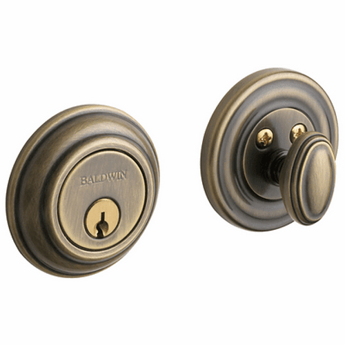 Baldwin 8231050 Satin Brass & Black Single Cylinder Traditional Deadbolt