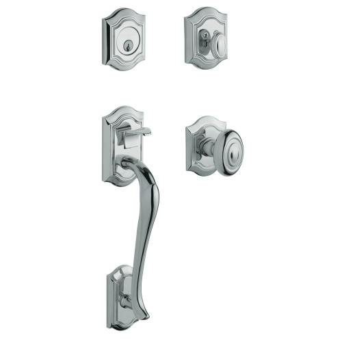 Baldwin 85327260DBLC Polished Chrome Double Cylinder Bethpage Handleset with Bethpage Knob