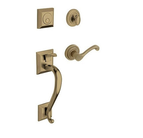 Baldwin 85320050RFD/LFD Satin Brass & Black Dummy Madison Handleset with Classic Lever