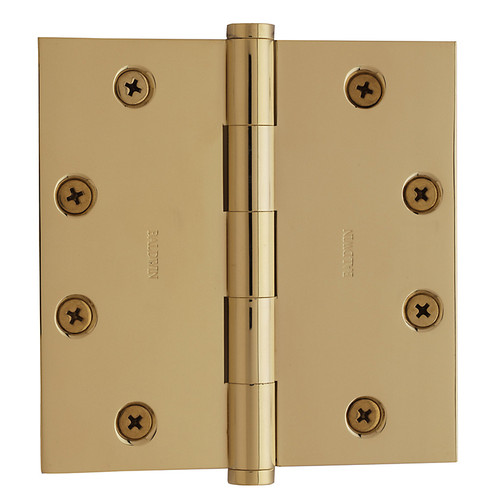 Baldwin 1045.003.I Lifetime Polished Brass 4-1/2" x 4-1/2" Square Corner Brass Hinge