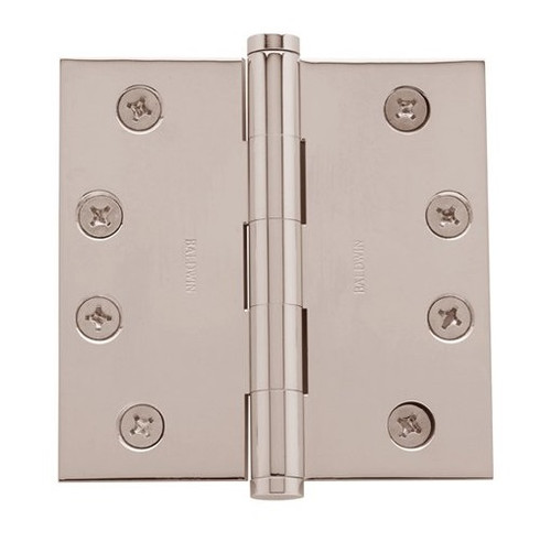 Baldwin 1040.055.I Lifetime Polished Nickel 4" x 4" Square Corner Brass Hinge