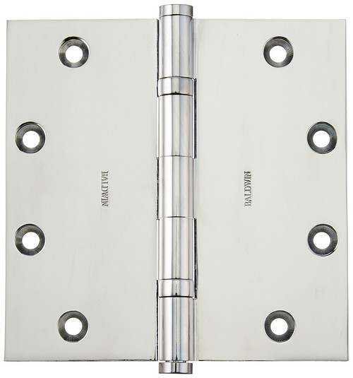 Baldwin 1051.260.INRP Polished Chrome (NRP) 5" x 5" Square Corner Brass Ball Bearing Hinge