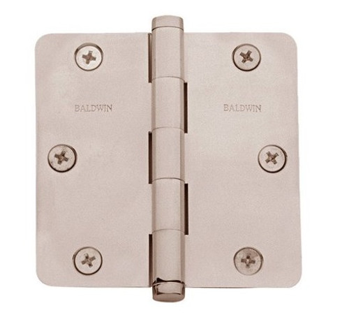 Baldwin 1435.055.I Lifetime Polished Nickel 3-1/2" x 3-1/2" 1/4" Radius Corner Brass Hinge