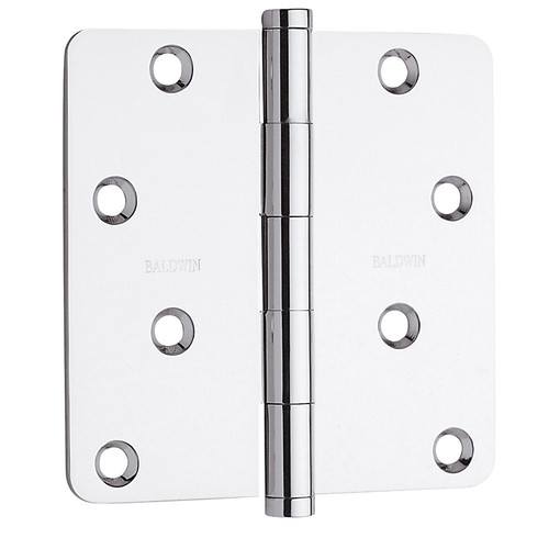 Baldwin 1440.260.I Polished Chrome 4" x 4" 1/4" Radius Corner Brass Hinge