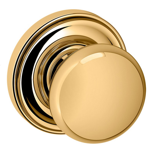 Baldwin 5000031FD-PRE Unlacquered Brass Full Dummy Knob with 5048 Rose