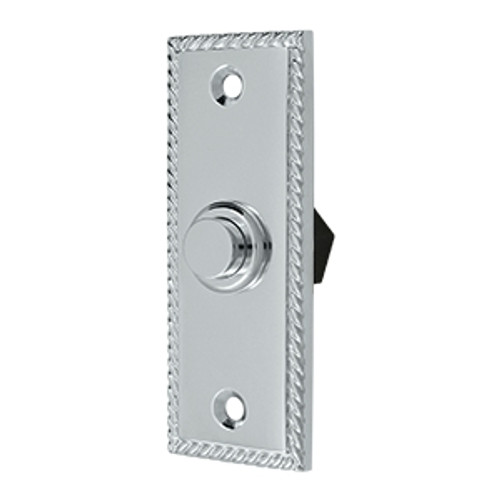 Deltana BBSR333U26 Polished Chrome Rectangular Rope Brass Bell Button