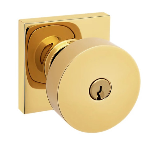 Baldwin 5250003ENTR Lifetime Brass Keyed Entry Contemporary Knob with Square Rose